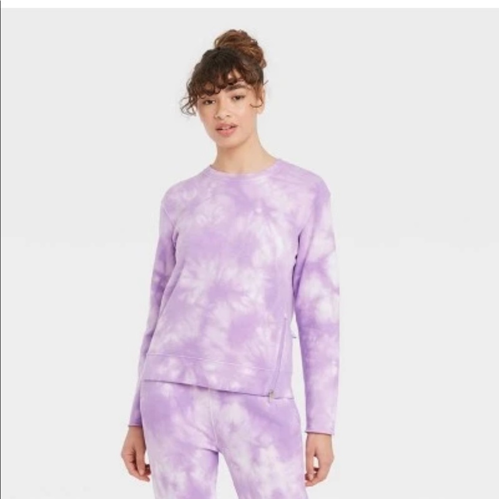 Joy lab women's tie-dye crewneck w/ asymmetrical zipper Medium